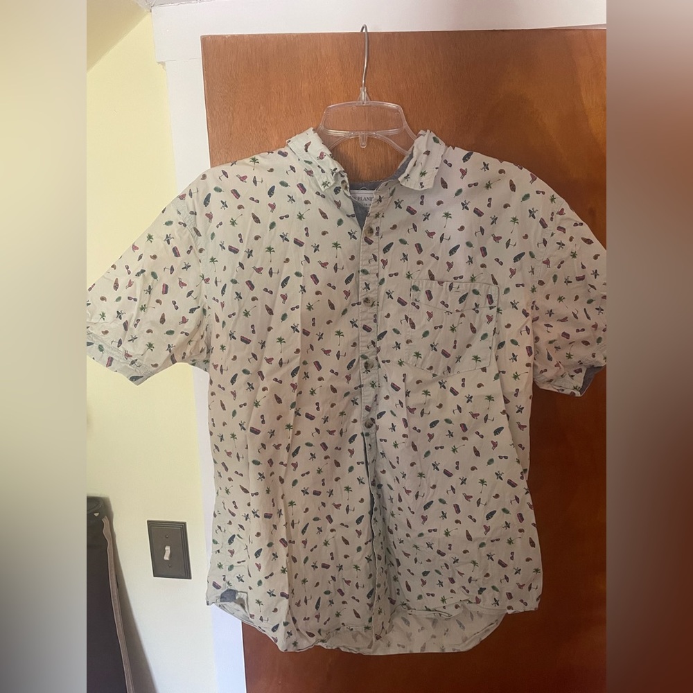 Large fun button down short sleeve